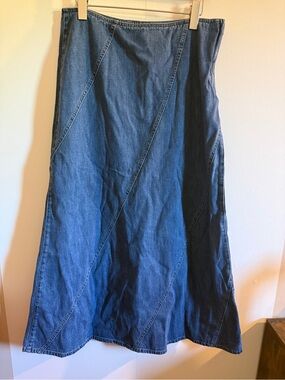 Liz Claiborne Lizwear Denim Maxi Skirt 12P A Line Panelled Y2K Cottagecore